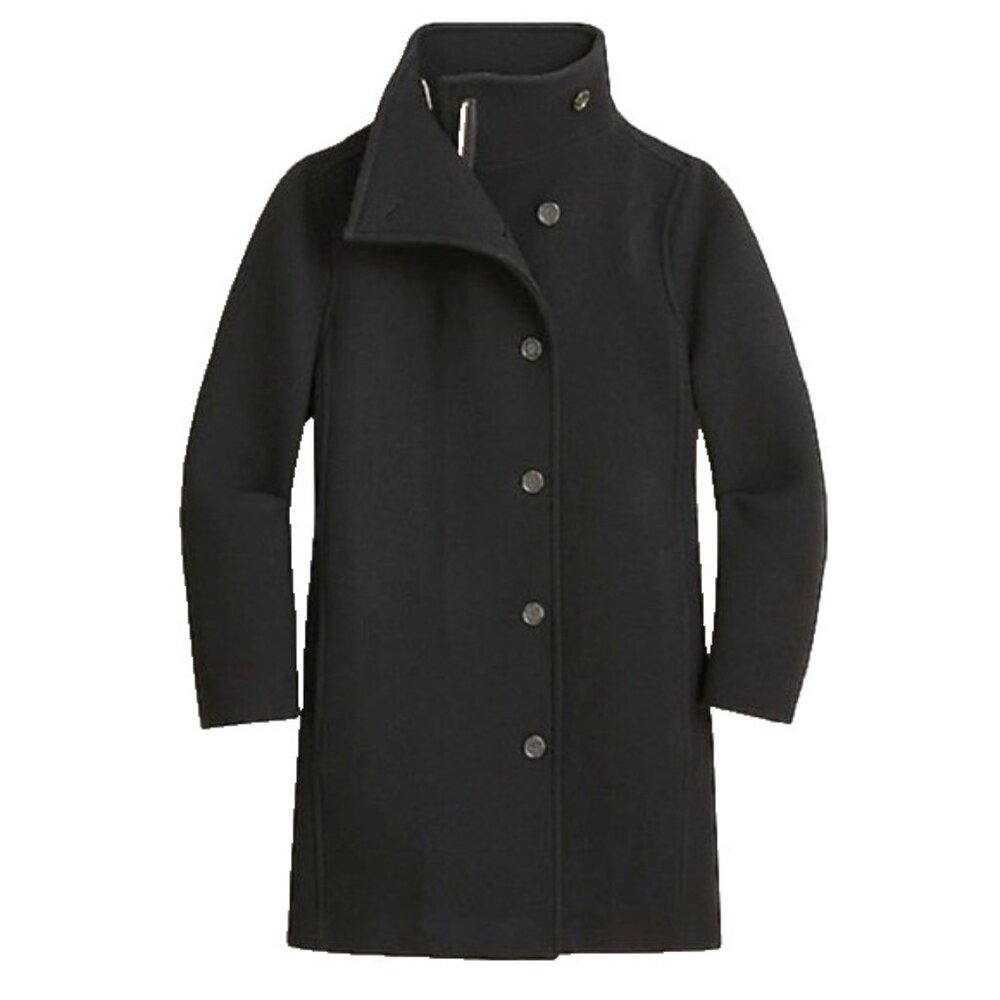 NWT J.Crew Villa Cocoon Coat in Black Italian Stadium-Cloth Wool 14